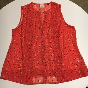 CAbi Large Pintuck Spring Blouse 5350 Pink Floral